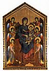 Giovanni Cimabue Wall Art - The Virgin And Child In Majesty Surrounded By Six Angels